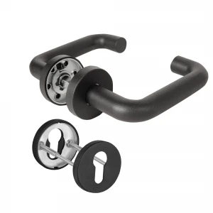 Комплект дверных ручек с накладками под цилиндр FR.DH57.0219 NE (DH-0219 NE) 9x140 мм, BL-24 черный